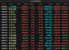 A股三大指数活跃上涨 上证综指上涨超1%